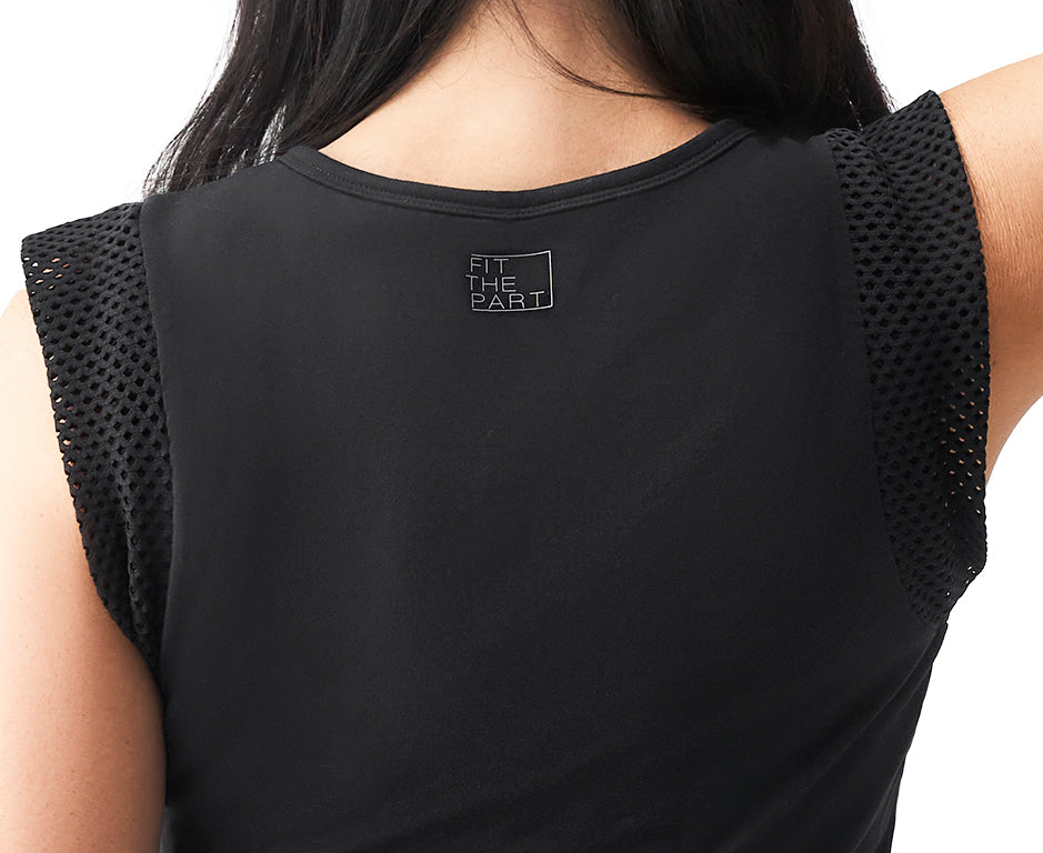 VIBE- MESH CAP SLEEVE TOP - FIT THE PART