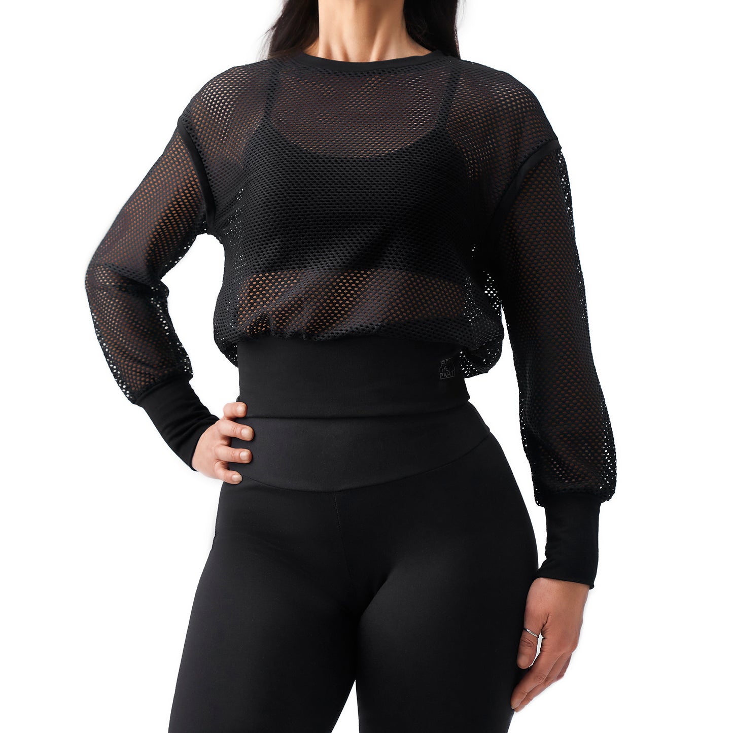 WITTY- CINCHED WAIST MESH SWEATSHIRT - FIT THE PART