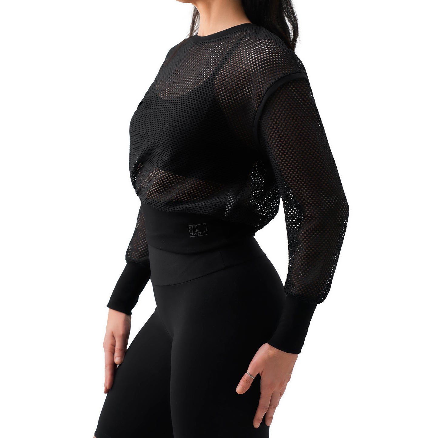 WITTY- CINCHED WAIST MESH SWEATSHIRT - FIT THE PART