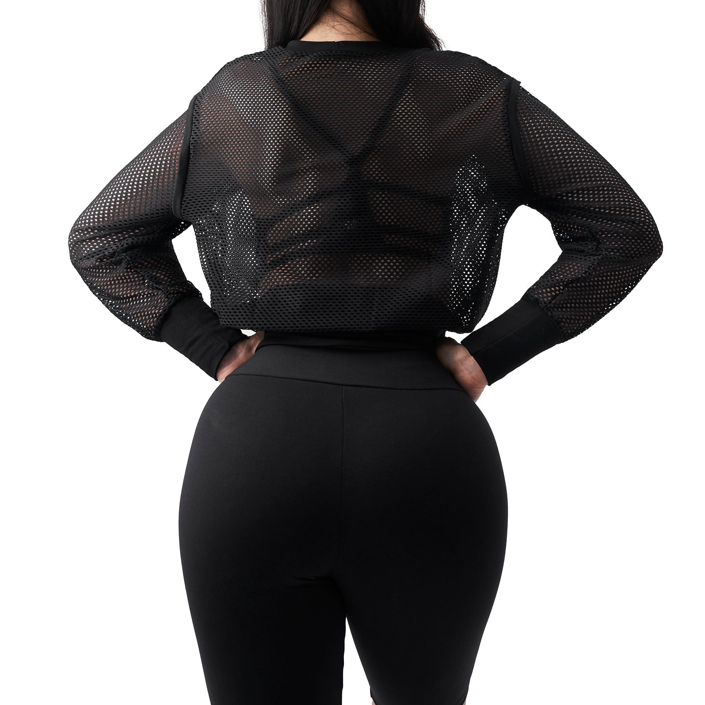 WITTY- CINCHED WAIST MESH SWEATSHIRT - FIT THE PART