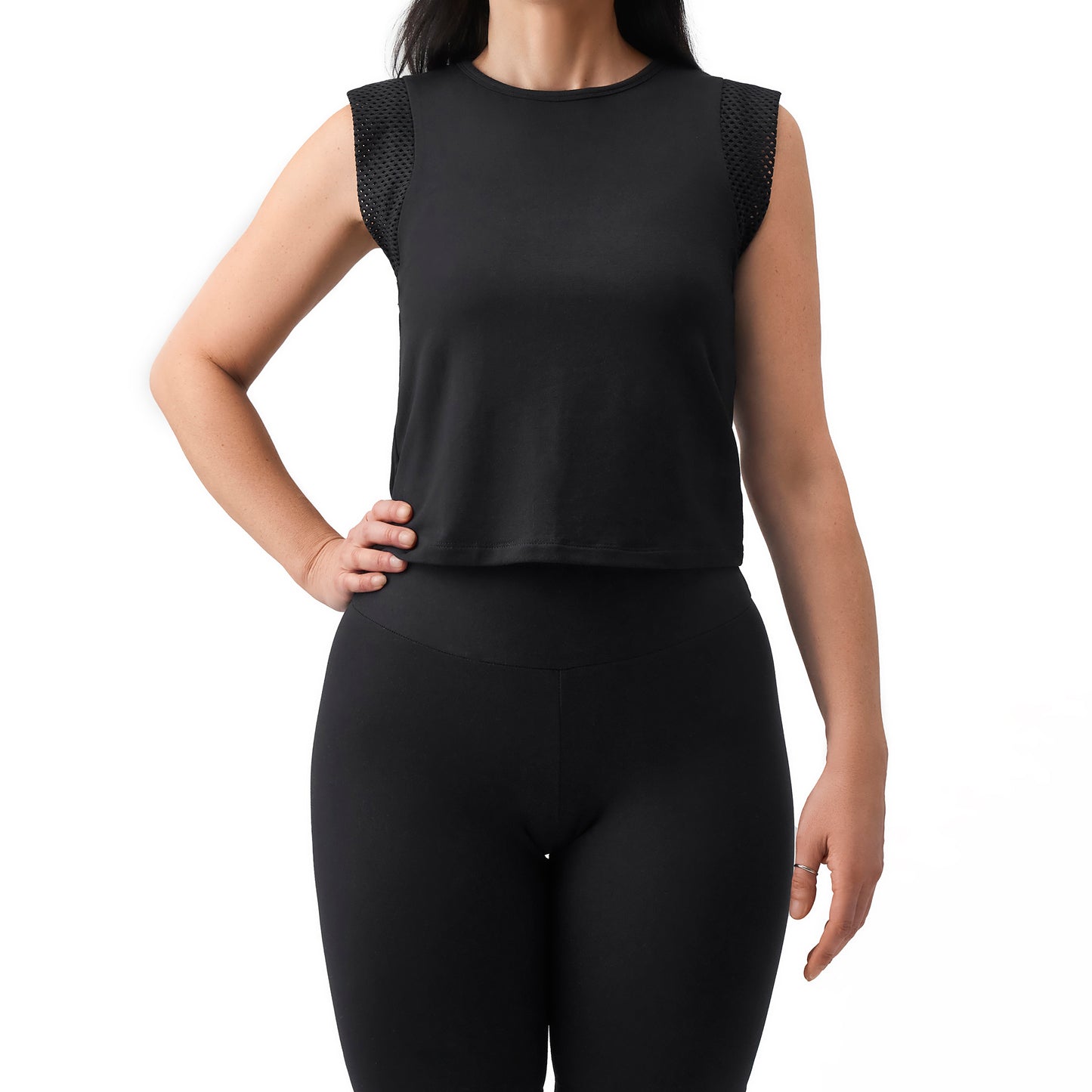 VIBE- MESH CAP SLEEVE TOP - FIT THE PART